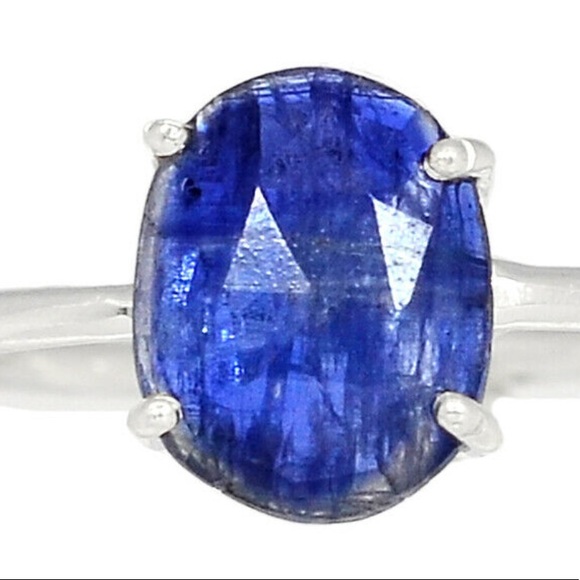 Faceted blue kyanite sterling silver ring size 8.5 - Picture 2 of 2